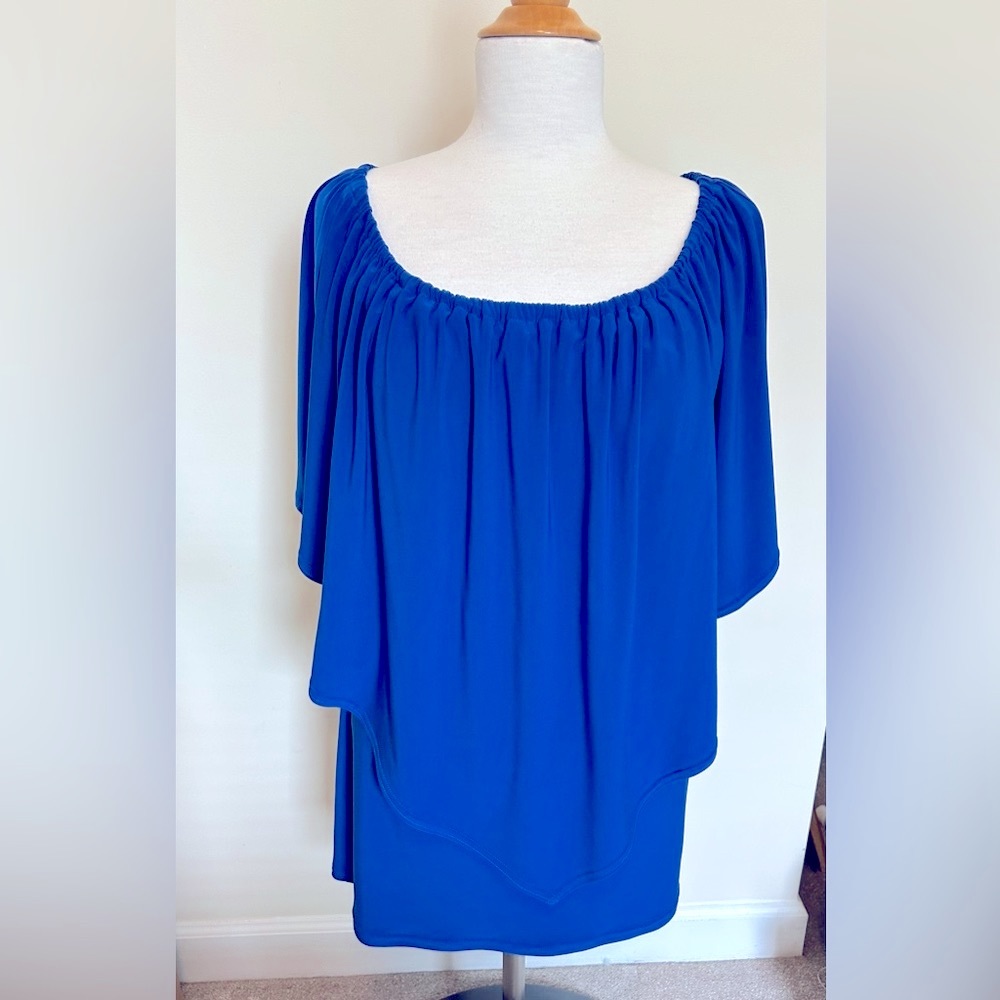Joseph Ribkoff Off the shoulders or on - Blue Tunic Style Blouse - Size 10 - NWT